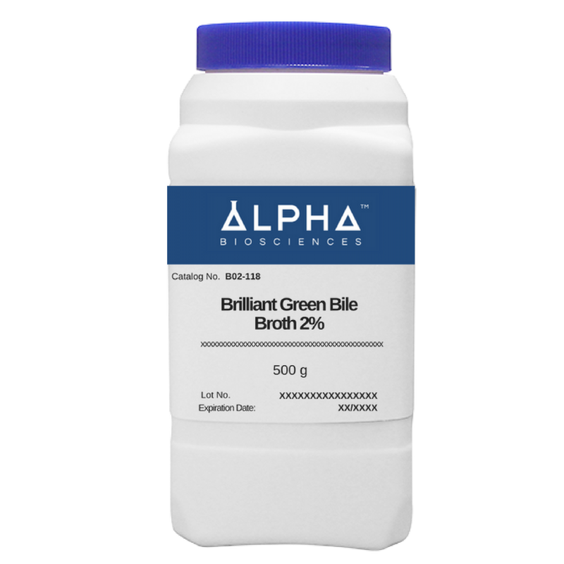 Brilliant Green Bile Broth 2% (BGBB) Dehydrated Culture Media Alpha BioSciences