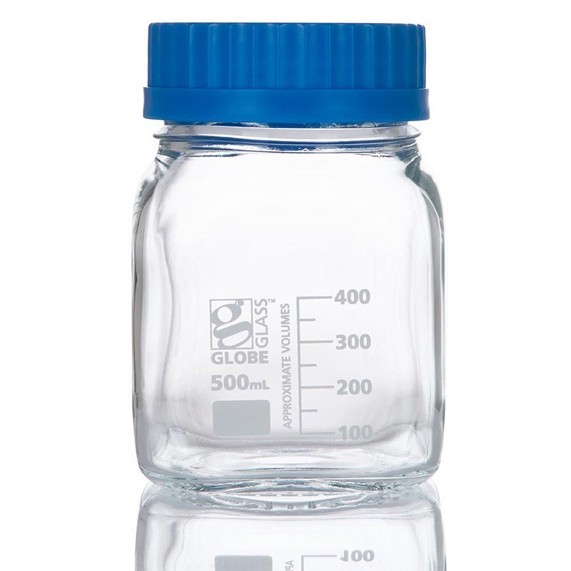 Wide Mouth Glass Square Media Bottles Storage Bottles Globe Scientific